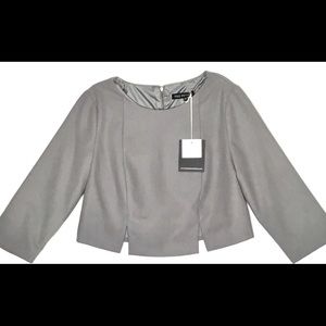 Womens Gray Wool Blend Crop Top XXS Lined Back Zip